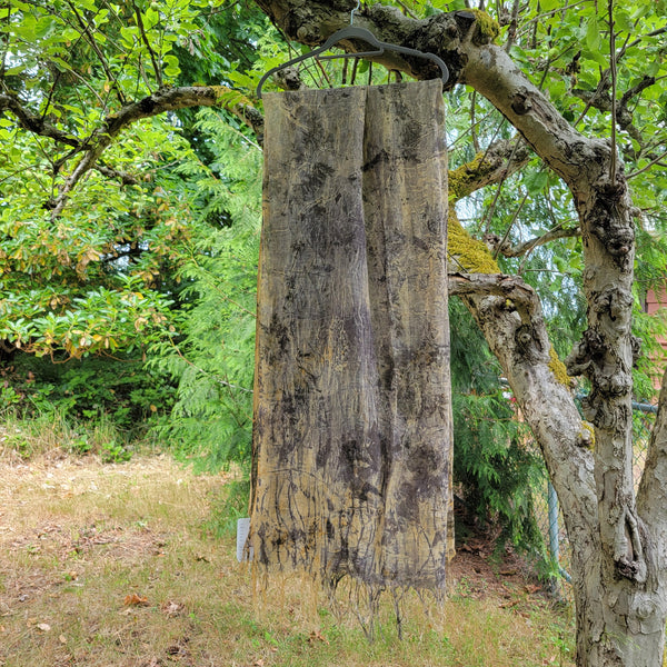 Eco printed linen scarf monochromatic