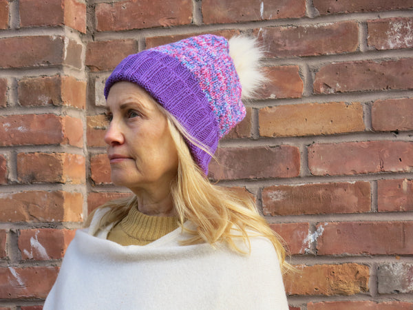 Purple/Fuchsia Knit Hat