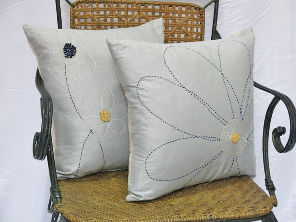 Embriodered Linen Pillow Covers