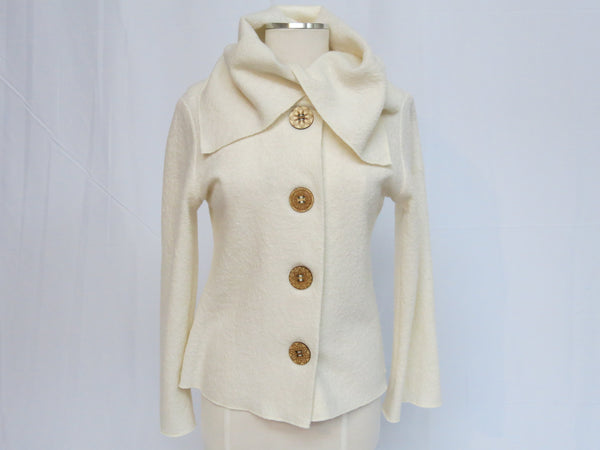 French Vanilla Boiled Wool Sweater Jacket